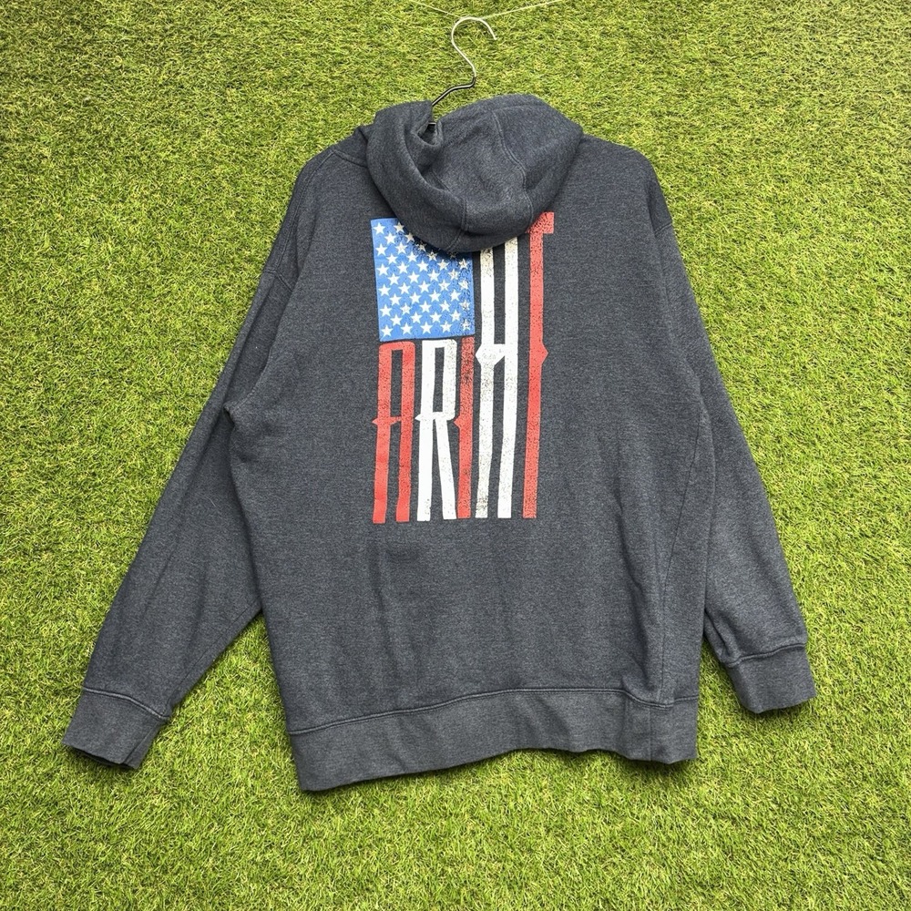 Ariat Hoodie Mens Medium Fleece Pullover Rodeo Western Cowboy Y2K Workwear